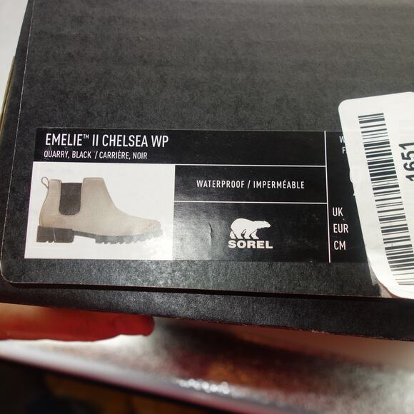 NEW Sorel Women's 9 Emelie II Chelsea Waterproof Boots Quarry Gray Black - Picture 8 of 8
